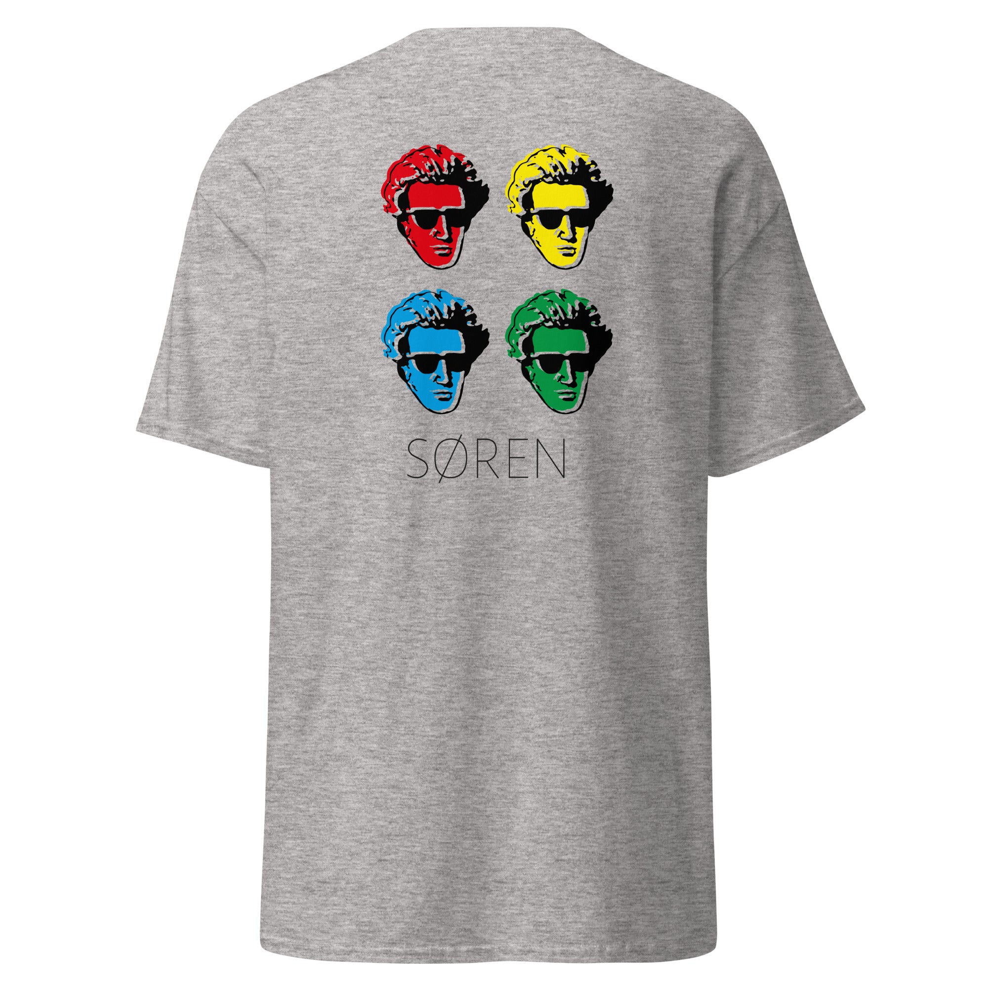 Soeren Kierkegaard Pop Art - Back Print - Unisex Classic T-Shirt - The Philosopher's Shirt