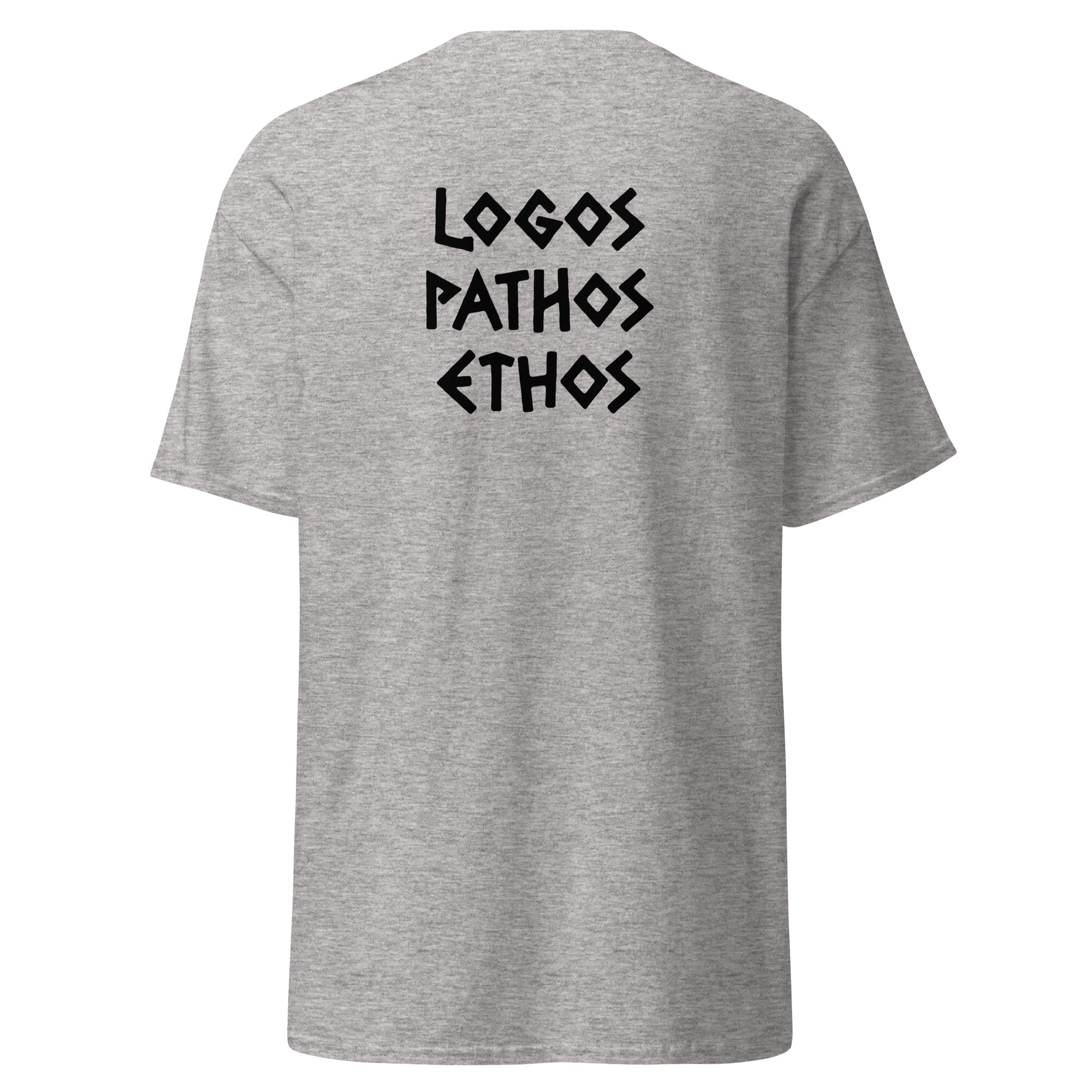 Logos Pathos Ethos - Back Print - Unisex Classic T-Shirt - The Philosopher's Shirt
