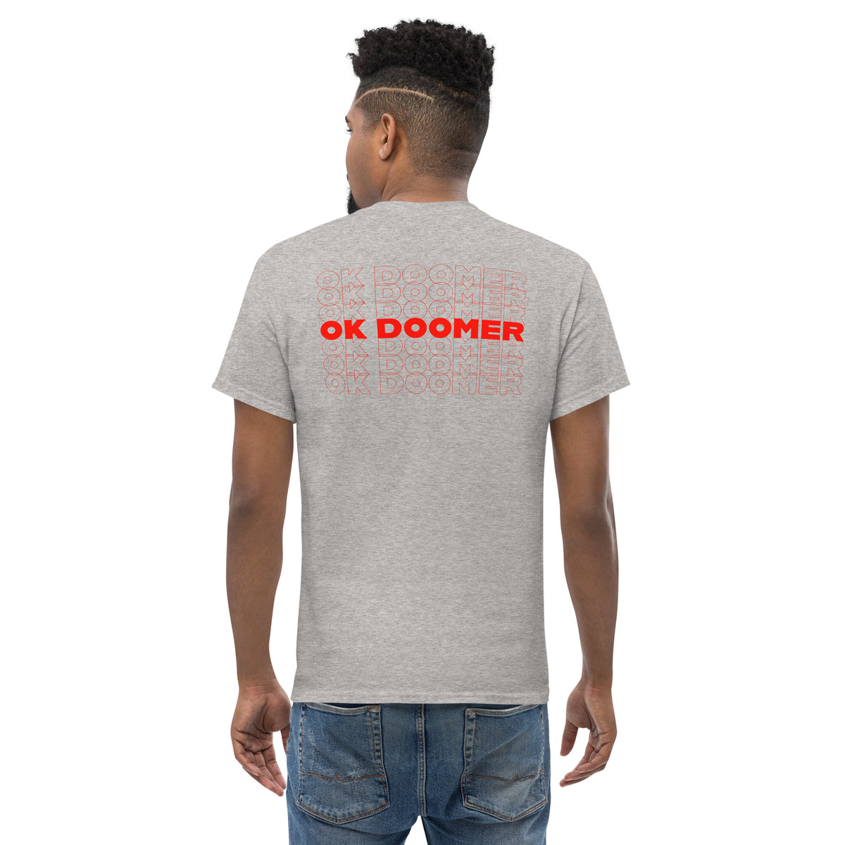 OK DOOMER - Back Print - Unisex Classic T-Shirt - The Philosopher's Shirt