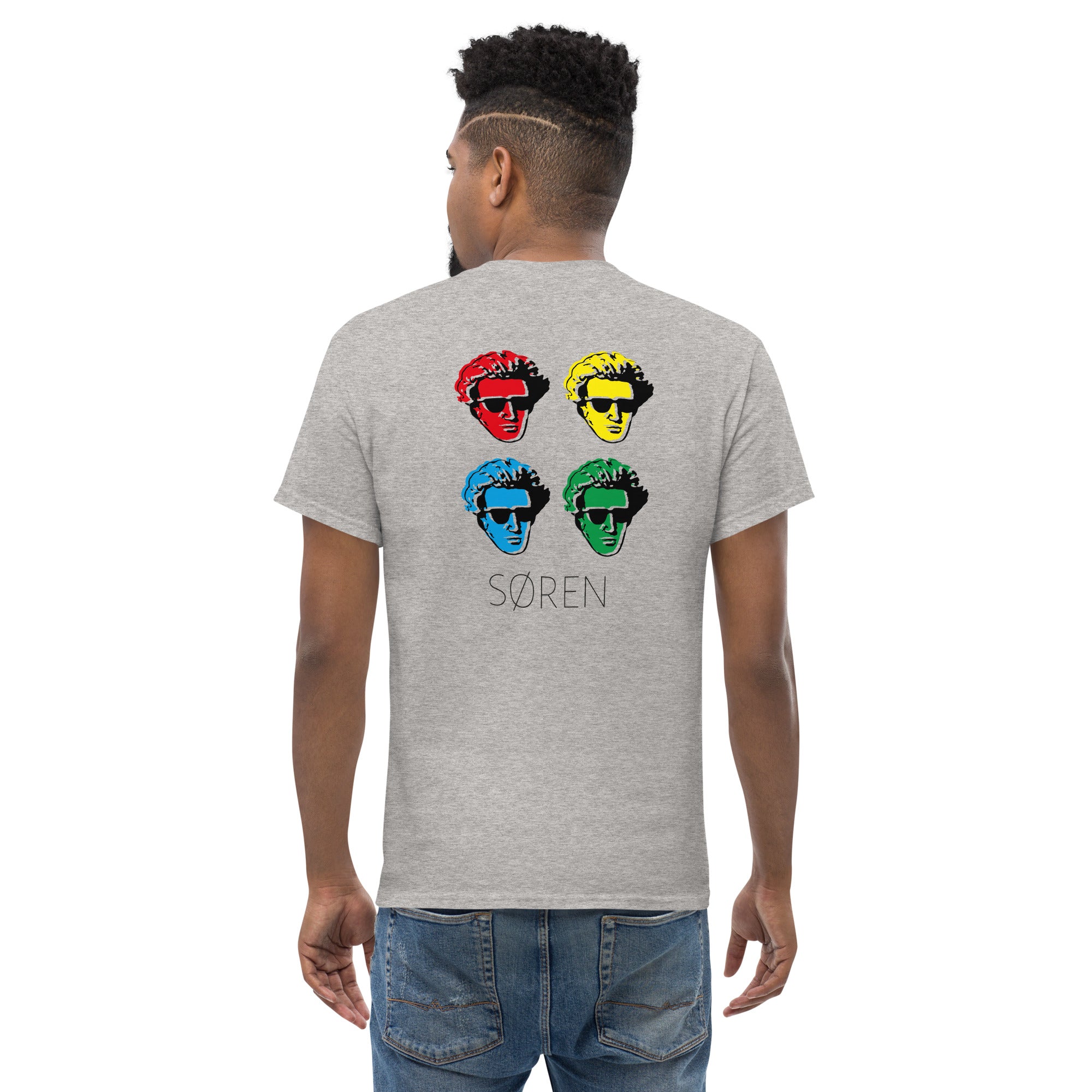 Soeren Kierkegaard Pop Art - Back Print - Unisex Classic T-Shirt - The Philosopher's Shirt