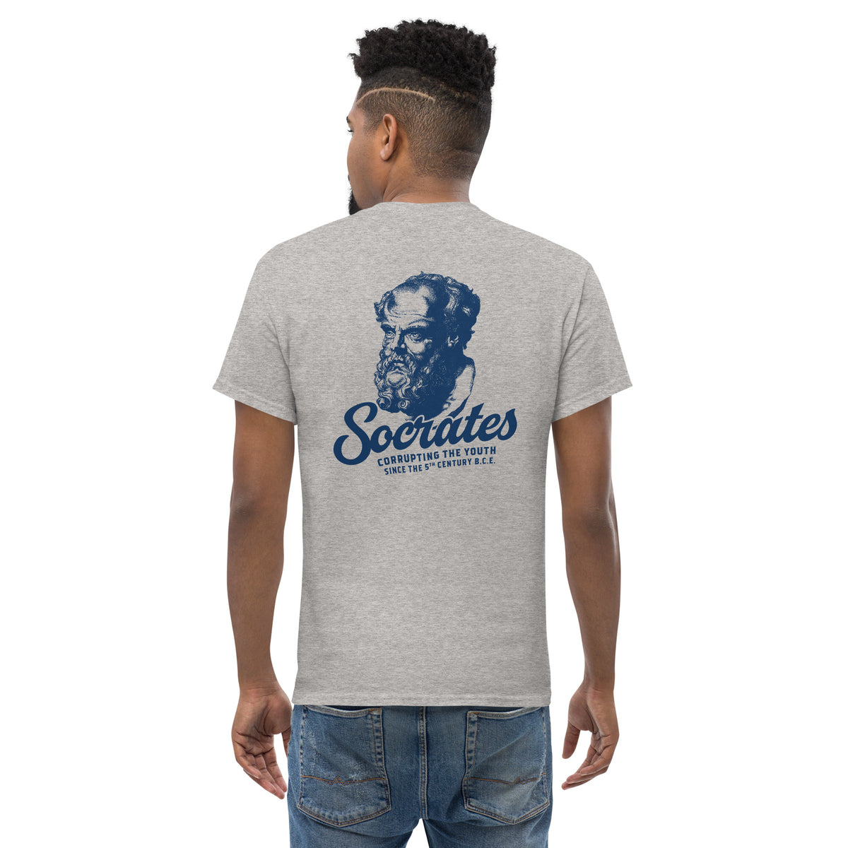 Socrates - Corrupting the youth - Back Print - Unisex Classic T-Shirt - The Philosopher's Shirt