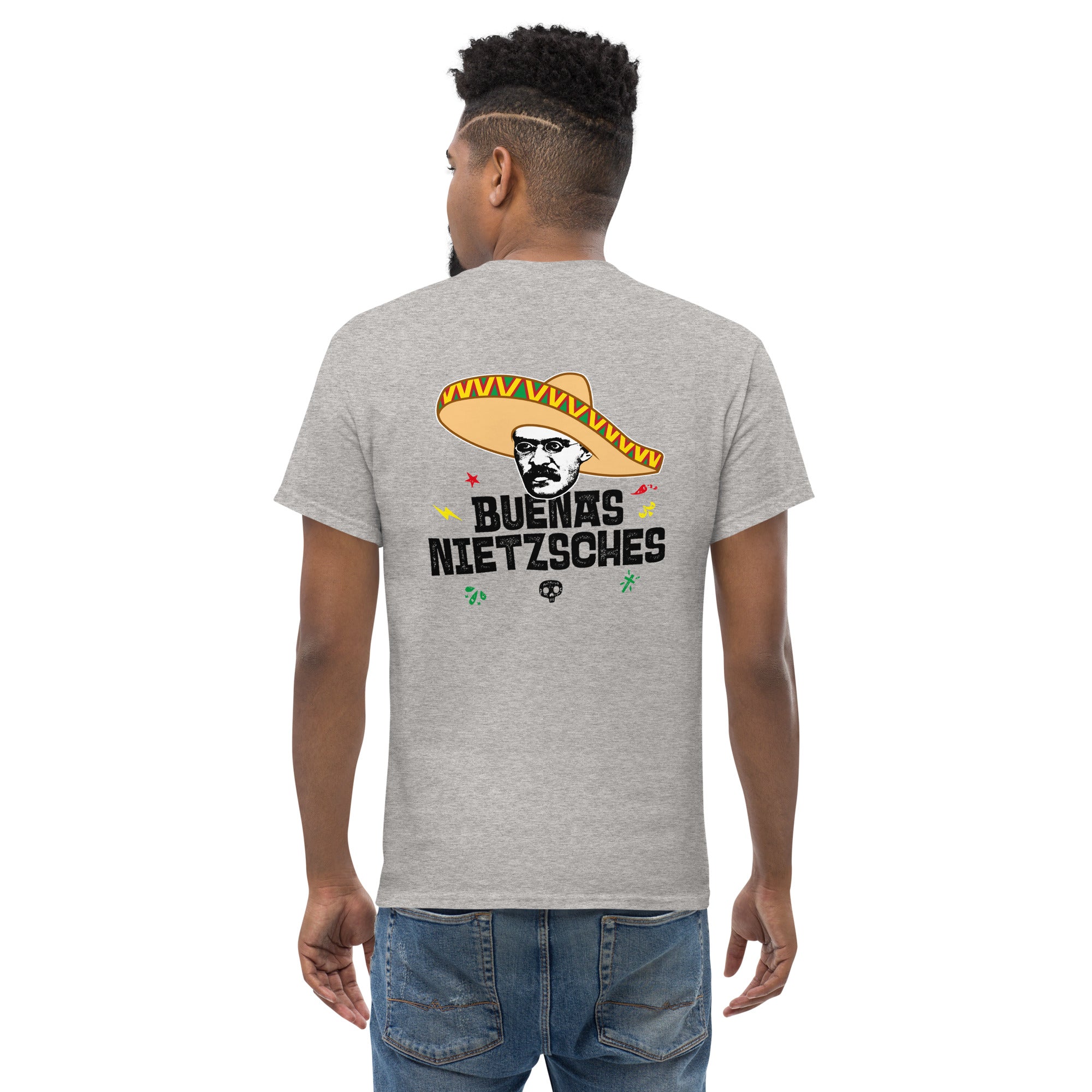 Buenas Nietzsches - Back Print - Unisex Classic T-Shirt - The Philosopher's Shirt