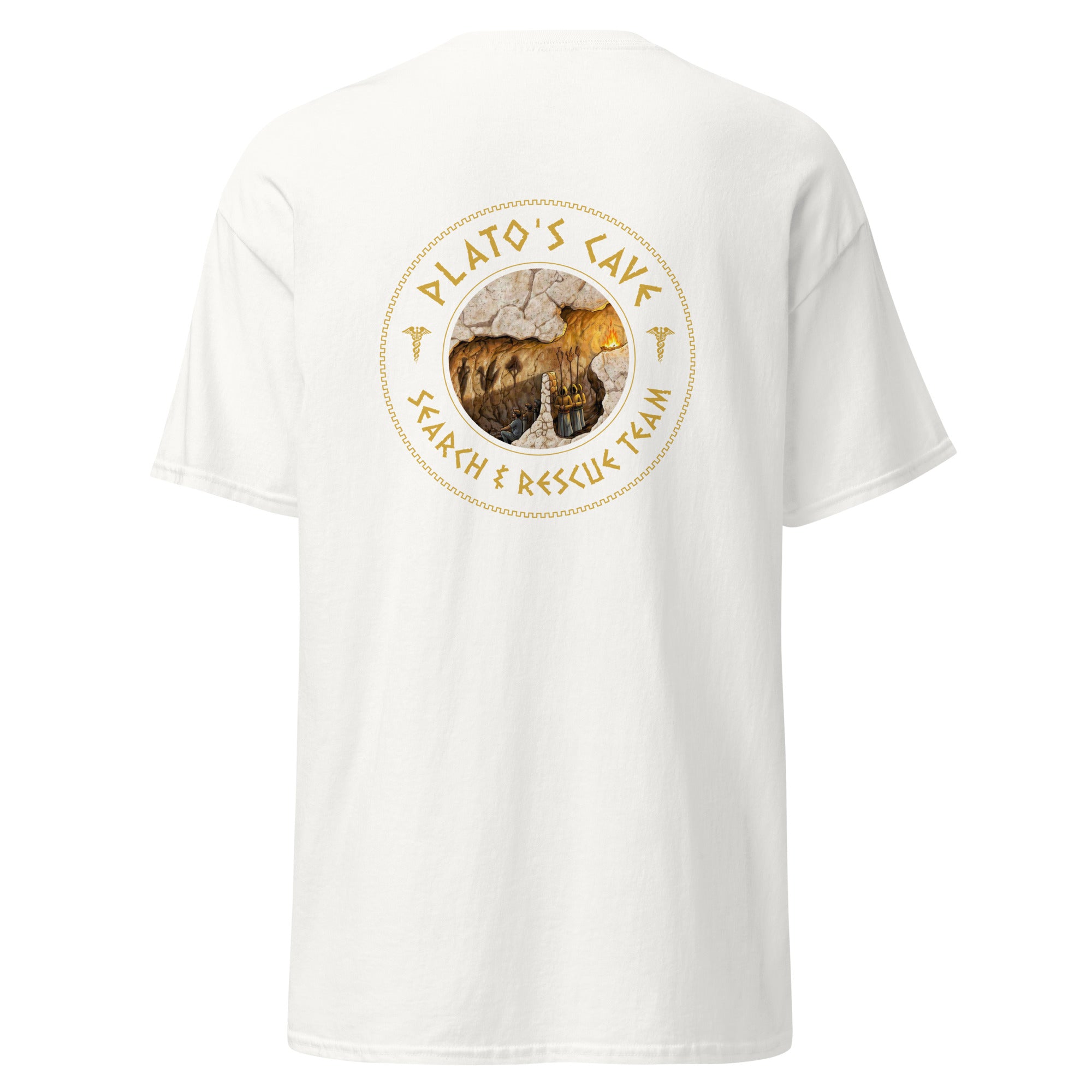 Plato's Cave: Search & Rescue Team - Meme Edition - Back Print - Unisex Classic T-Shirt - The Philosopher's Shirt