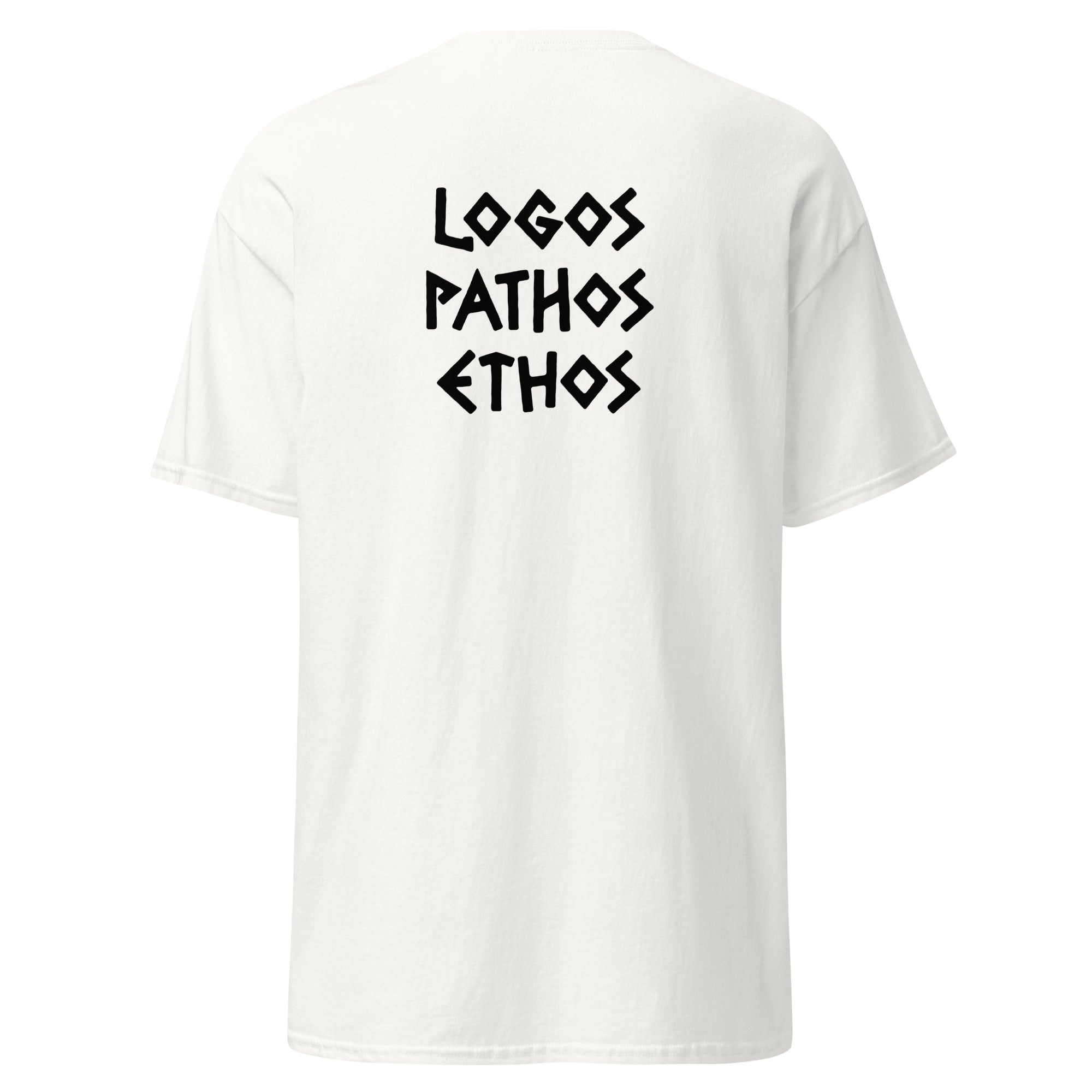 Logos Pathos Ethos - Back Print - Unisex Classic T-Shirt - The Philosopher's Shirt