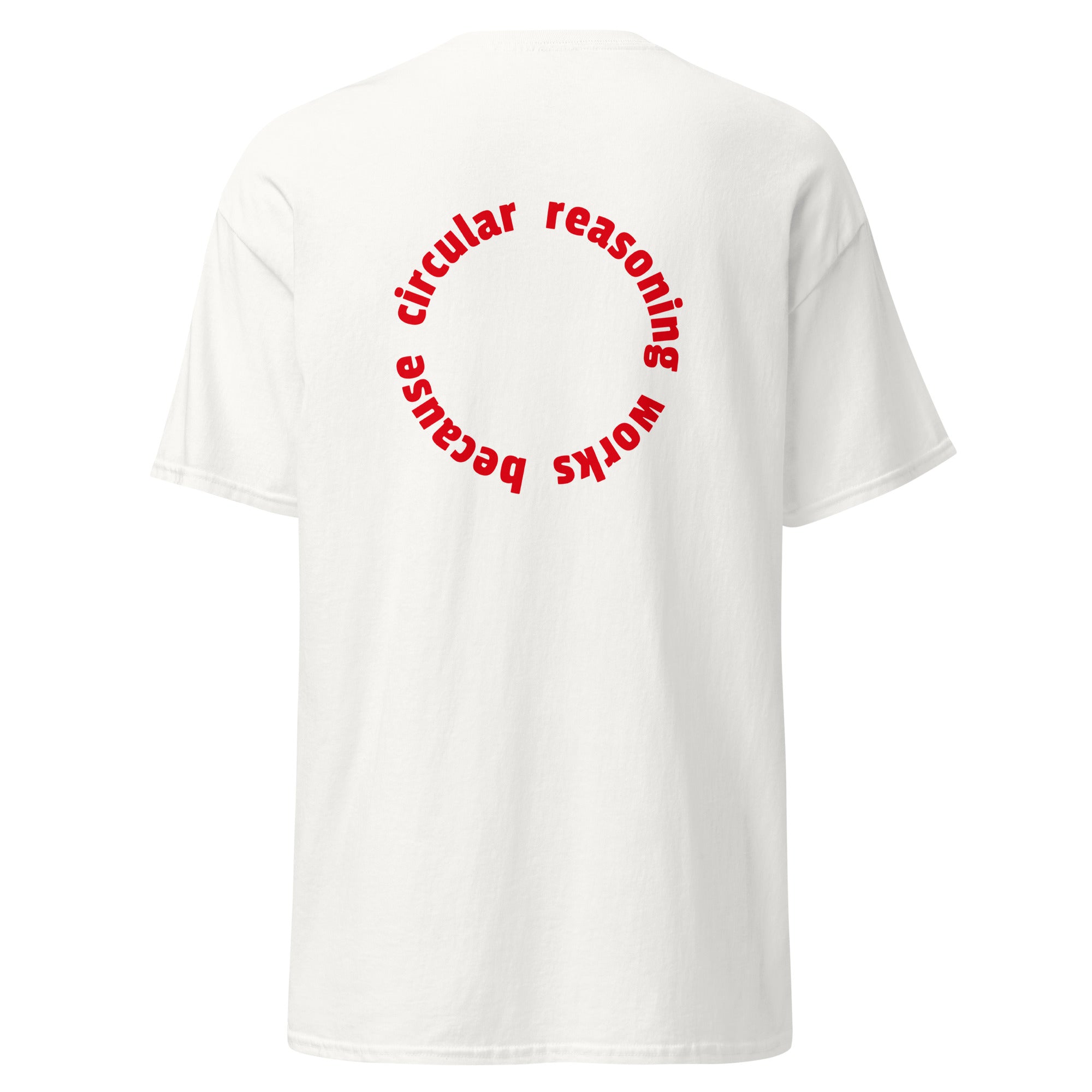 Circular reasoning works - Back Print - Unisex Classic T-Shirt - The Philosopher's Shirt
