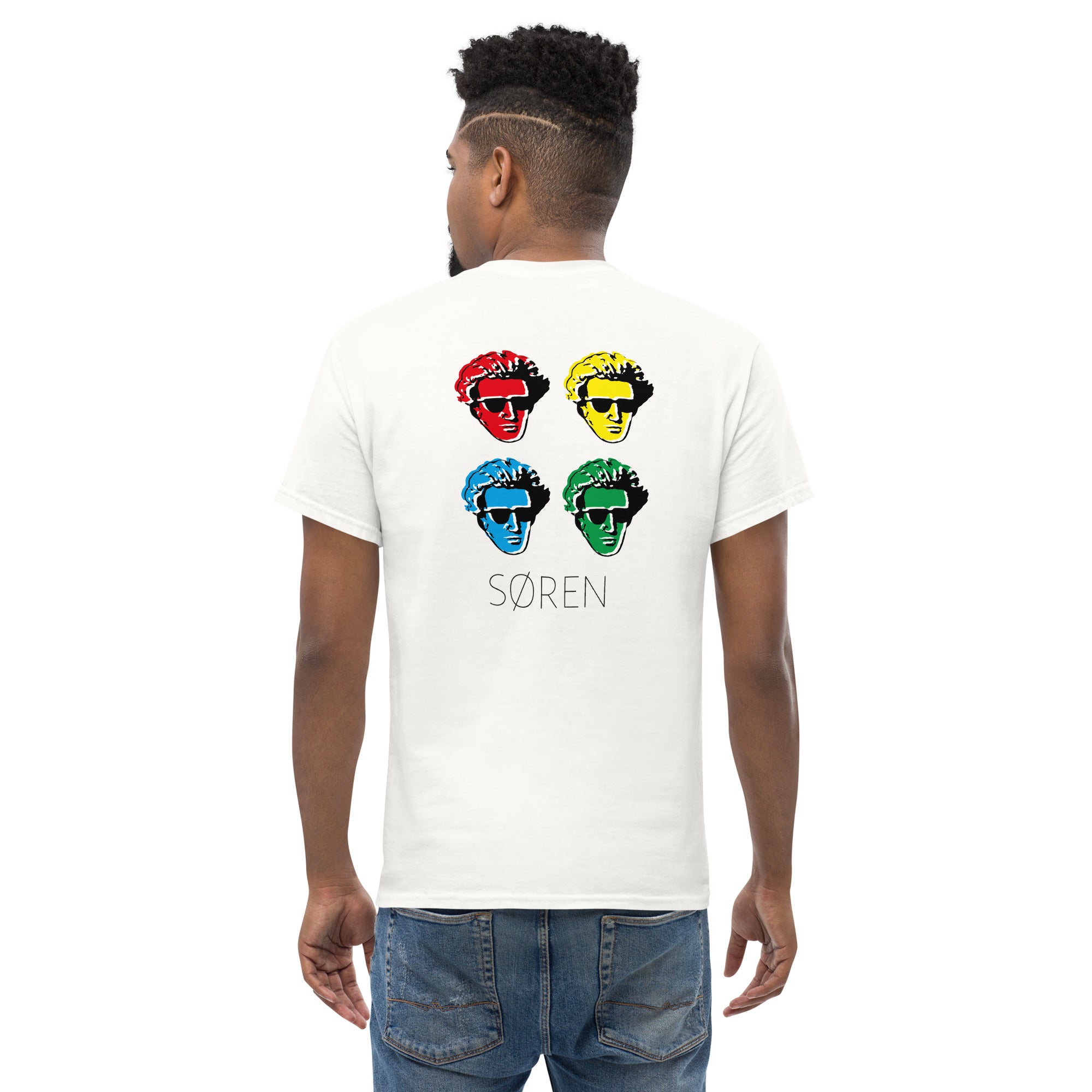 Soeren Kierkegaard Pop Art - Back Print - Unisex Classic T-Shirt - The Philosopher's Shirt
