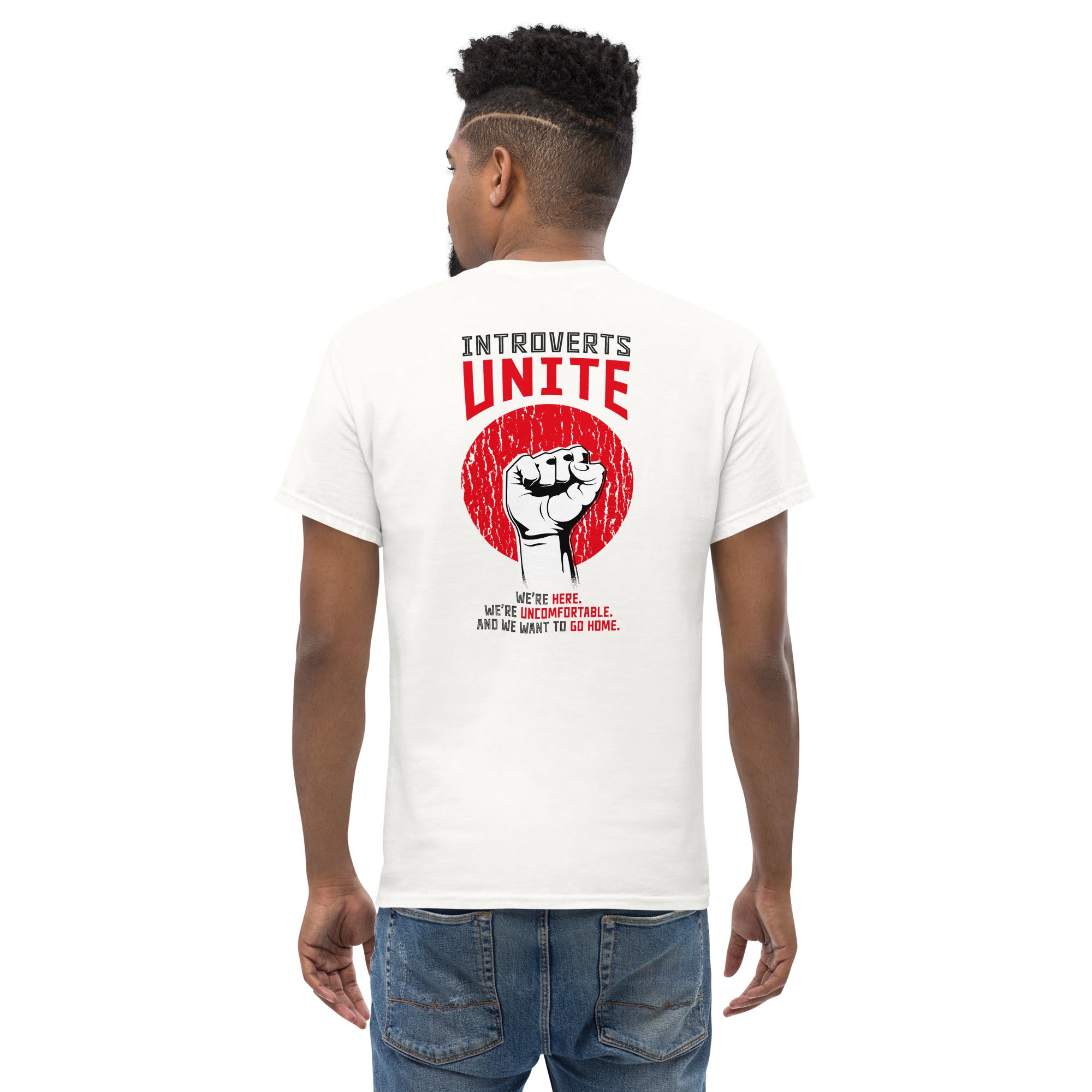 Introverts unite! - Back Print - Unisex Classic T-Shirt - The Philosopher's Shirt