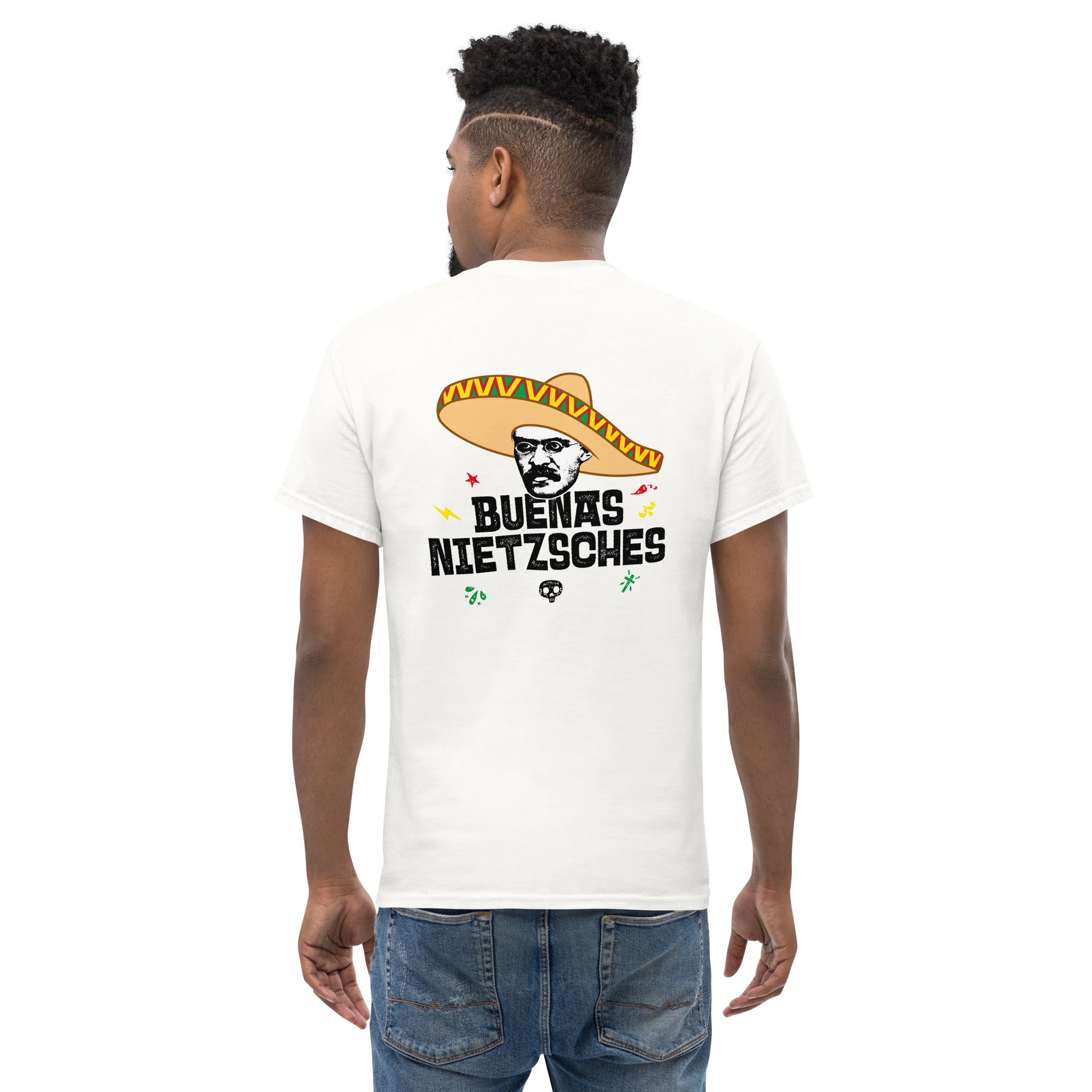 Buenas Nietzsches - Back Print - Unisex Classic T-Shirt - The Philosopher's Shirt