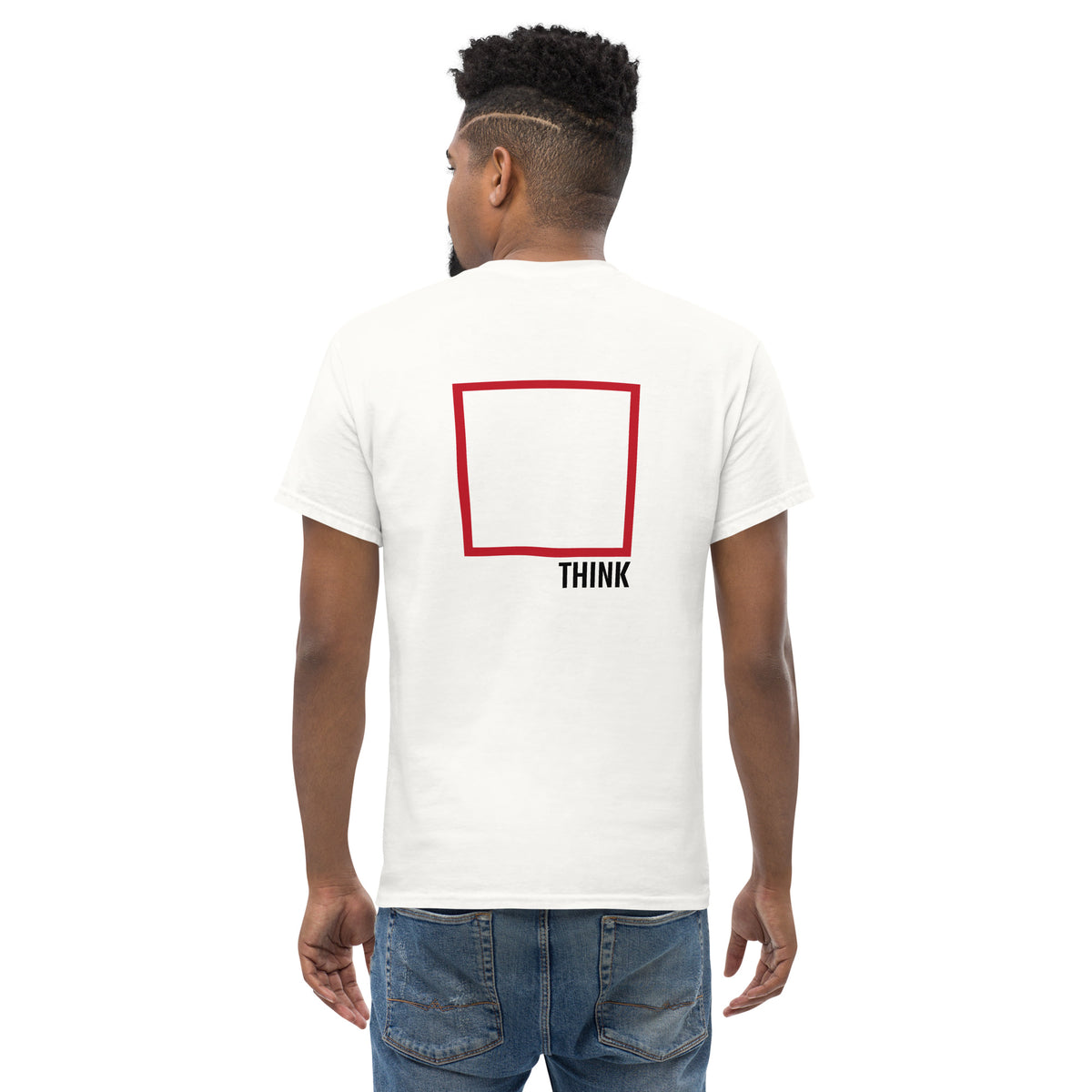 Think Outside The Box - Back Print - Unisex Classic T-Shirt - The Philosopher's Shirt