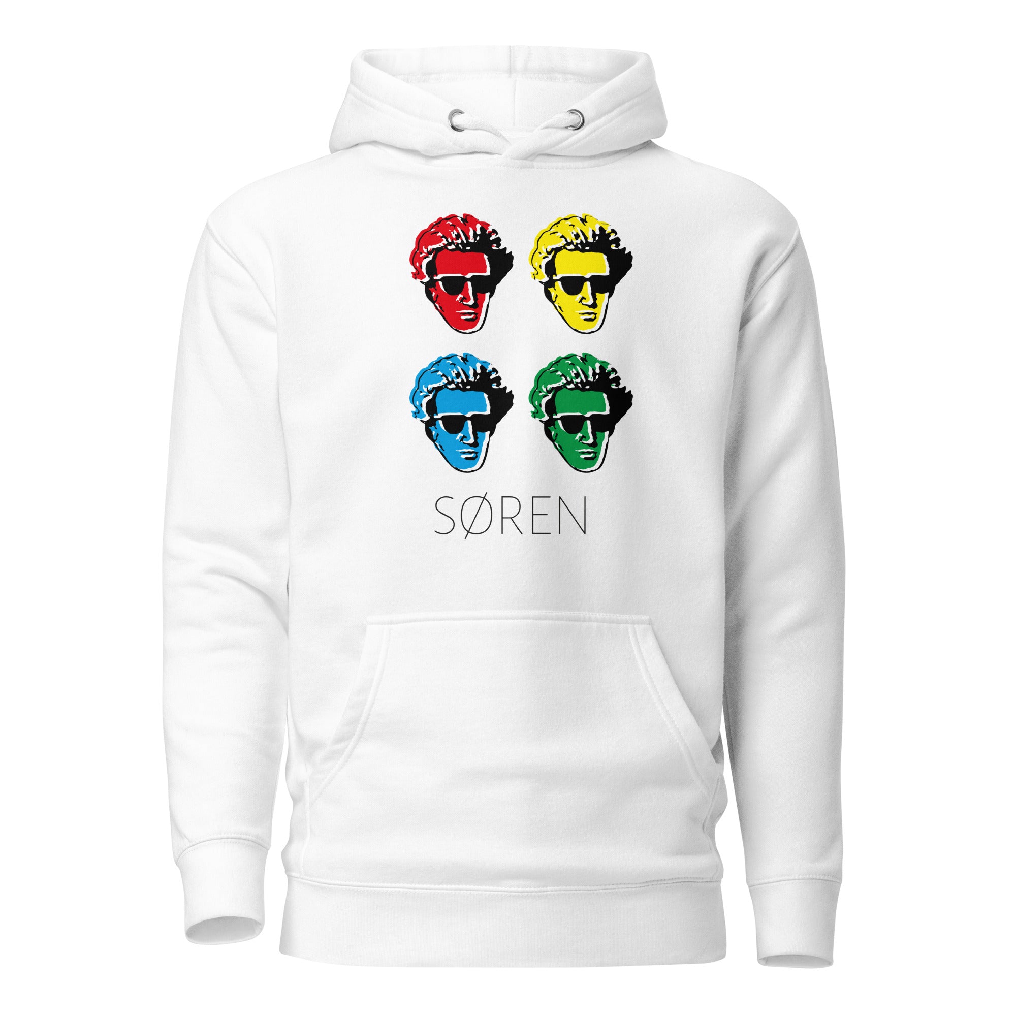 Soeren Kierkegaard Pop Art - Premium Hoodie - White-S - The Philosopher's Shirt