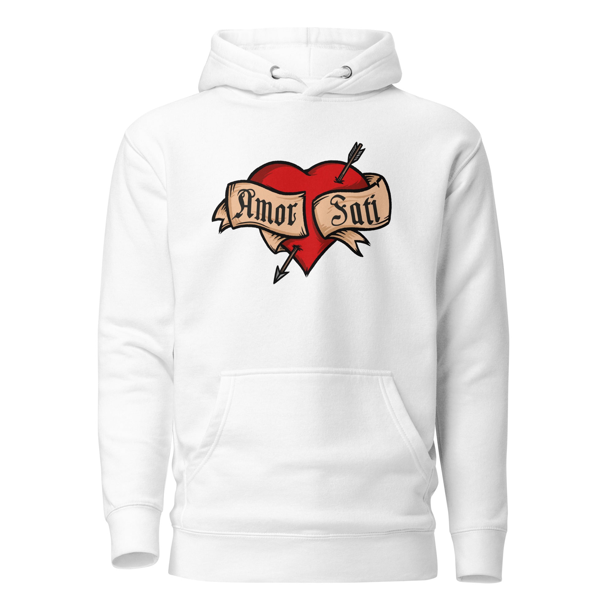 Nietzsche Fatalism Amor Fati Tattoo Heart - Premium Hoodie - White - The Philosopher's Shirt
