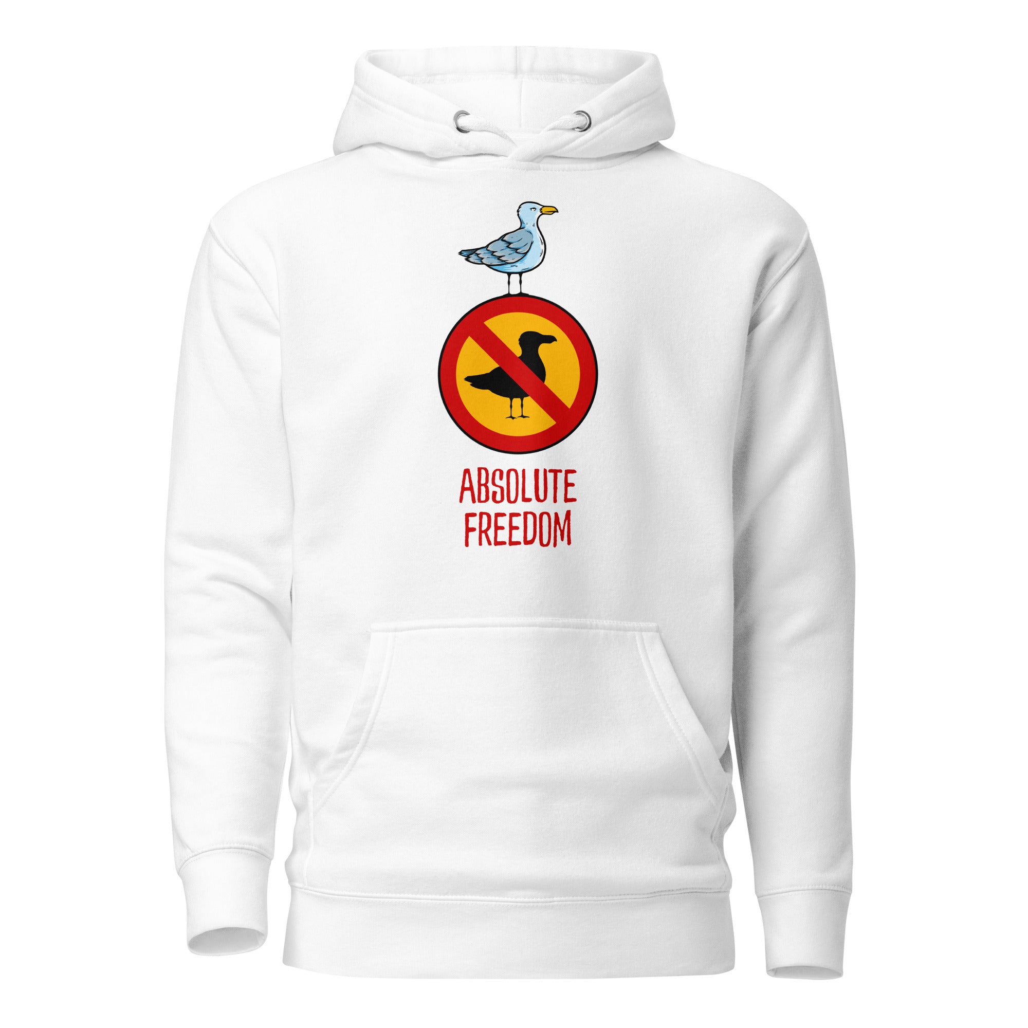 Sartre - Absolute Freedom Seagull - Premium Hoodie - White - The Philosopher's Shirt